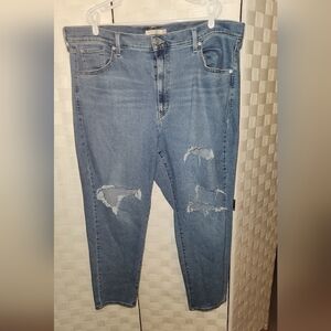 LEVIS Womens Plus Sz 22 Highwasted Mom Distressed Blue Jeans